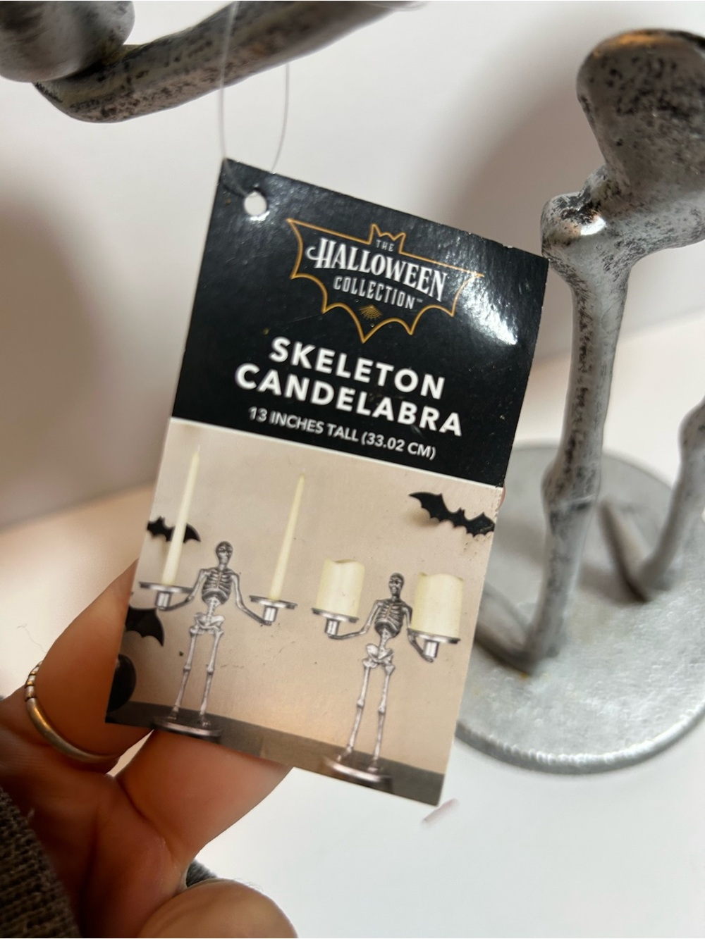 Metal Silver Tone Skeleton Dual Candle Holder candelabra - Picture 4 of 4